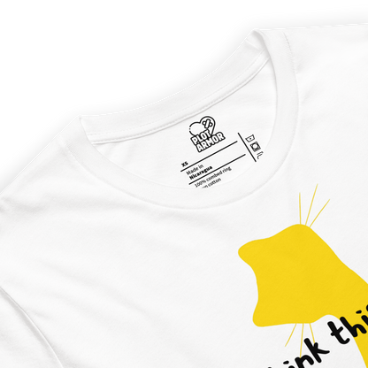 Close-up of Plot Armor neck label printed inside Not Everything Beautiful t-shirt.